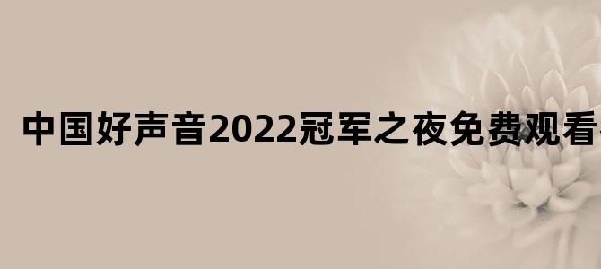 中国好声音2022冠军之夜免费观看视频