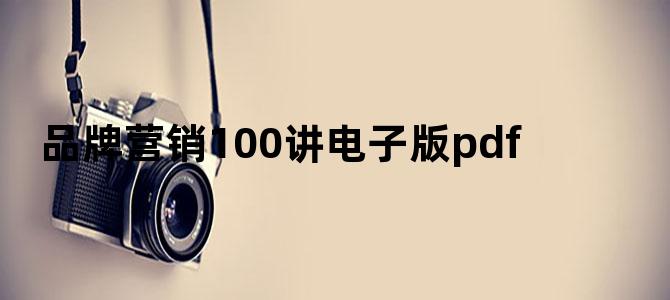 品牌营销100讲电子版pdf