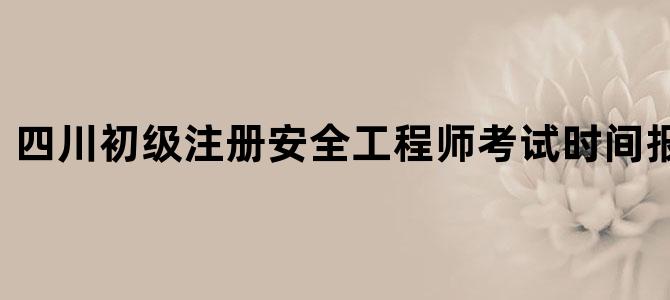 四川初级注册安全工程师考试时间报名网站