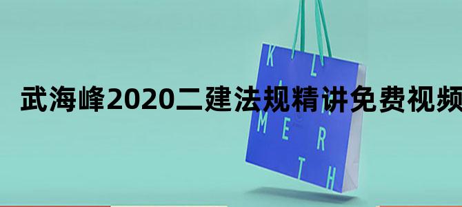 武海峰2020二建法规精讲免费视频