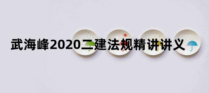 武海峰2020二建法规精讲讲义