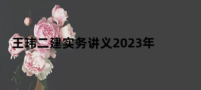 王玮二建实务讲义2023年
