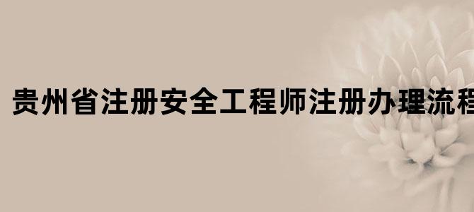 贵州省注册安全工程师注册办理流程及时间