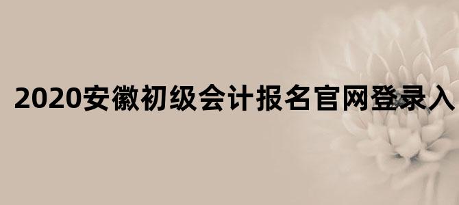 2020安徽初级会计报名官网登录入口下载