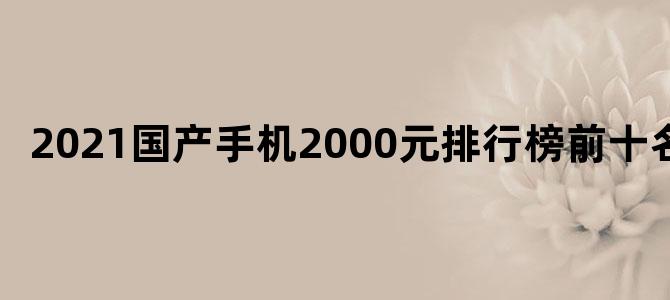 2021国产手机2000元排行榜前十名