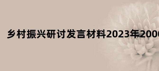 乡村振兴研讨发言材料2023年2000字
