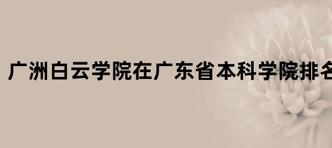 广洲白云学院在广东省本科学院排名第几名