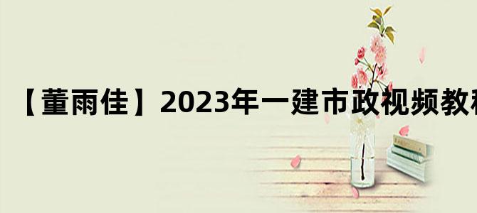 '【董雨佳】2023年一建市政视频教程全集下载'