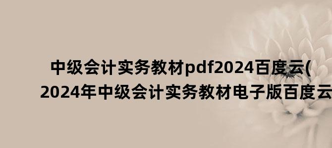 '中级会计实务教材pdf2024百度云(2024年中级会计实务教材电子版百度云)'
