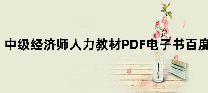'中级经济师人力教材PDF电子书百度云网盘下载'
