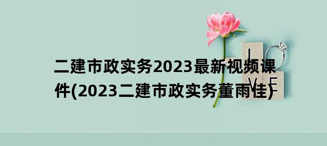 '二建市政实务2023最新视频课件(2023二建市政实务董雨佳)'