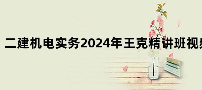 '二建机电实务2024年王克精讲班视频讲义下载'