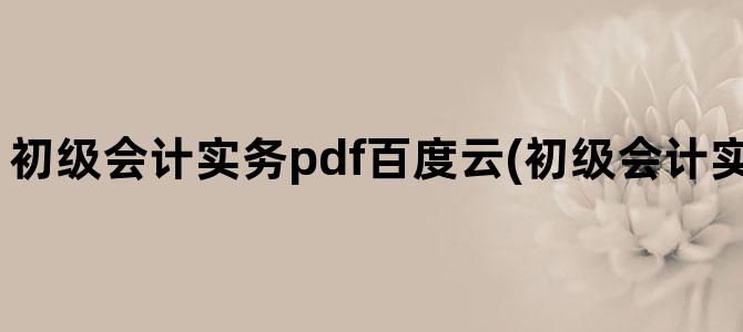 '初级会计实务pdf百度云(初级会计实务百度云资源)'