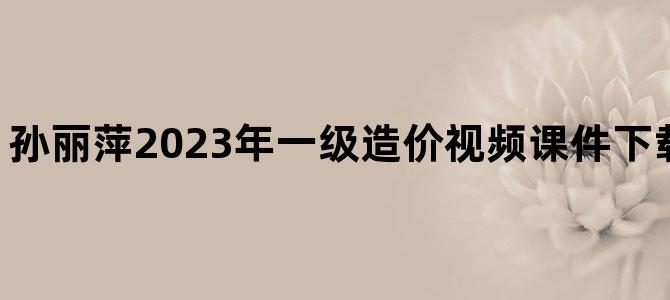'孙丽萍2023年一级造价视频课件下载【精讲+冲刺】'