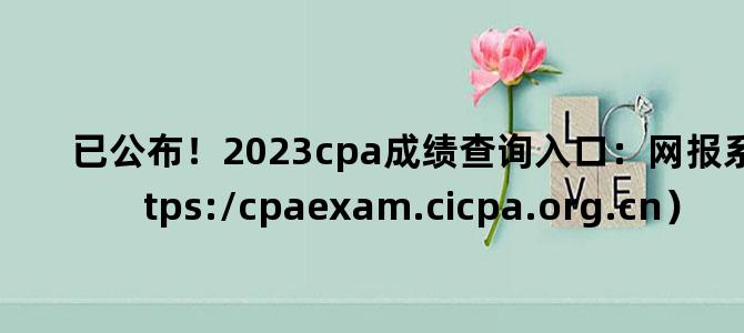 '已公布！2023cpa成绩查询入口：网报系统（https://cpaexam.cicpa.org.cn）'