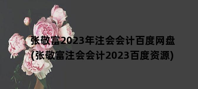 '张敬富2023年注会会计百度网盘(张敬富注会会计2023百度资源)'