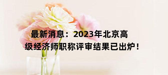'最新消息：2023年北京高级经济师职称评审结果已出炉！'