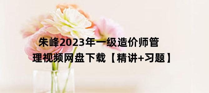 '朱峰2023年一级造价师管理视频网盘下载【精讲+习题】'