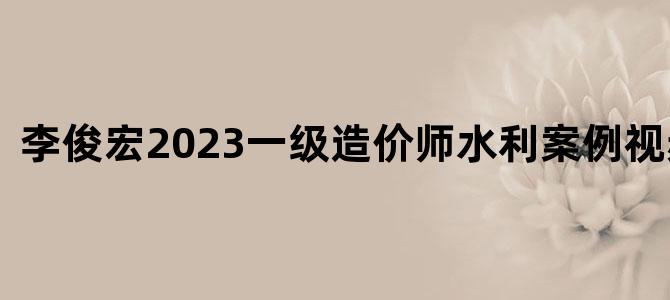 '李俊宏2023一级造价师水利案例视频讲义'