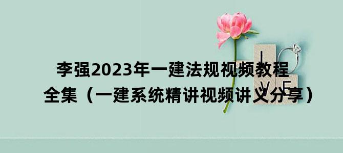 '李强2023年一建法规视频教程全集（一建系统精讲视频讲义分享）'