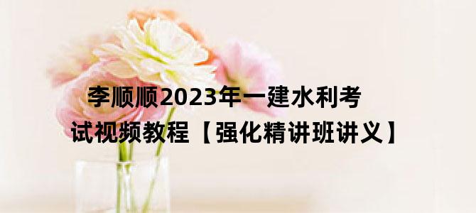'李顺顺2023年一建水利考试视频教程【强化精讲班讲义】'