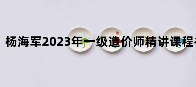 '杨海军2023年一级造价师精讲课程视频讲义'