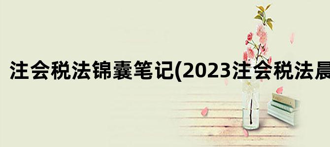 '注会税法锦囊笔记(2023注会税法晨阳笔记)'
