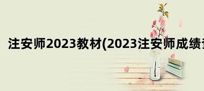 '注安师2023教材(2023注安师成绩查询)'