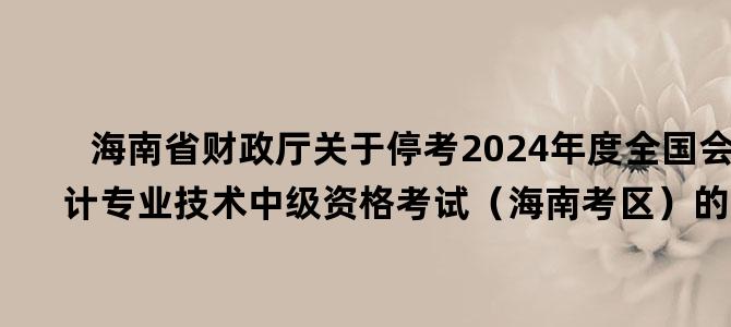 '海南省财政厅关于停考2024年度全国会计专业技术中级资格考试（海南考区）的公告'