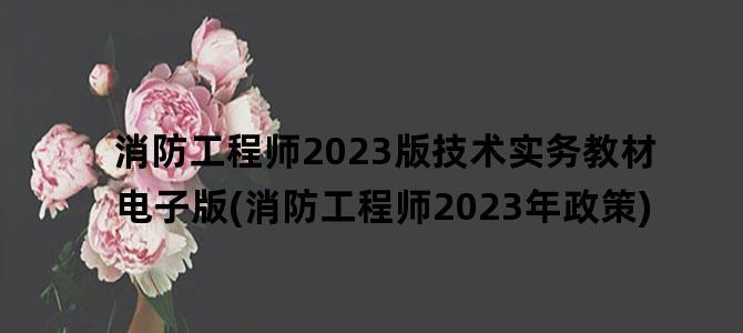 '消防工程师2023版技术实务教材电子版(消防工程师2023年政策)'