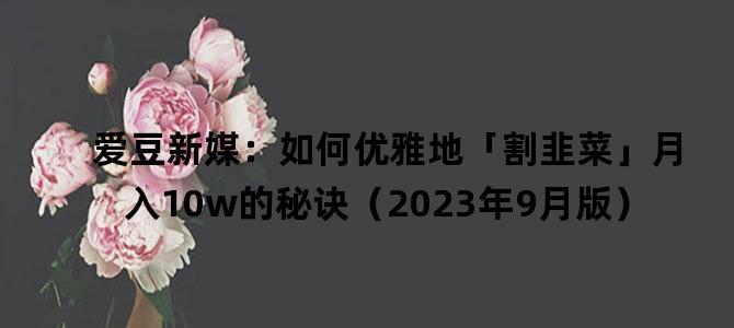 '爱豆新媒：如何优雅地「割韭菜」月入10w的秘诀（2023年9月版）'