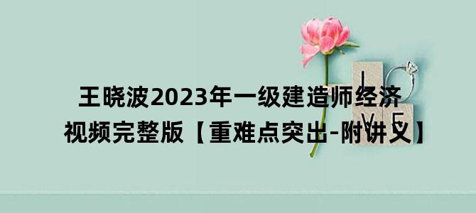 '王晓波2023年一级建造师经济视频完整版【重难点突出-附讲义】'