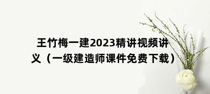 '王竹梅一建2023精讲视频讲义（一级建造师课件免费下载）'
