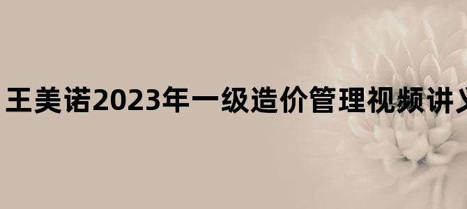 '王美诺2023年一级造价管理视频讲义【基础夯实班】'