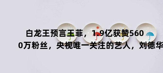 '白龙王预言王菲，1.9亿获赞5600万粉丝，央视唯一关注的艺人，刘德华'