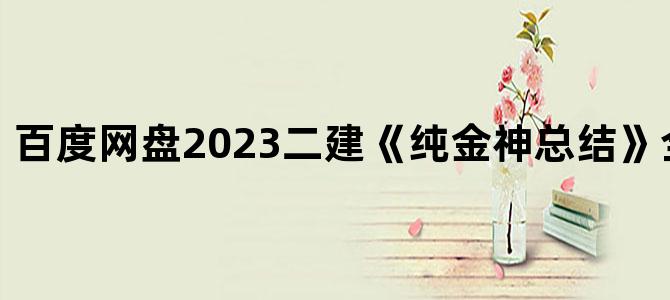 '百度网盘2023二建《纯金神总结》全专业下载'