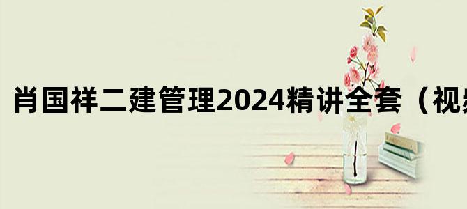 '肖国祥二建管理2024精讲全套（视频+讲义）'