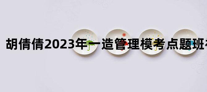 '胡倩倩2023年一造管理模考点题班视频讲义'