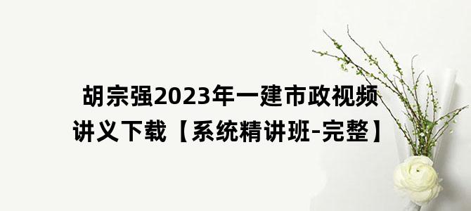 '胡宗强2023年一建市政视频讲义下载【系统精讲班-完整】'