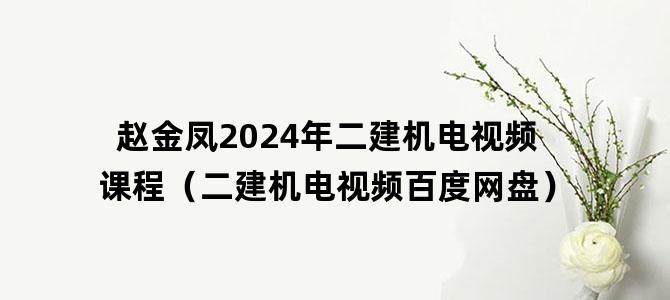 '赵金凤2024年二建机电视频课程（二建机电视频百度网盘）'