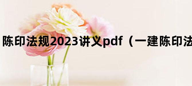 '陈印法规2023讲义pdf（一建陈印法规精讲视频网盘）'