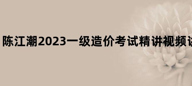'陈江潮2023一级造价考试精讲视频讲义【安装案例】'