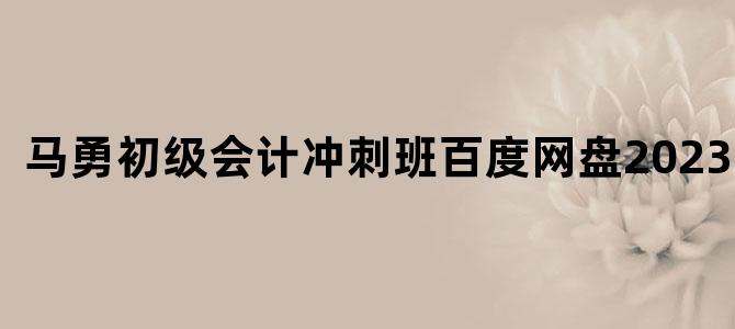 '马勇初级会计冲刺班百度网盘2023免费'
