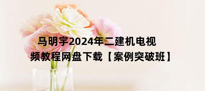 '马明宇2024年二建机电视频教程网盘下载【案例突破班】'