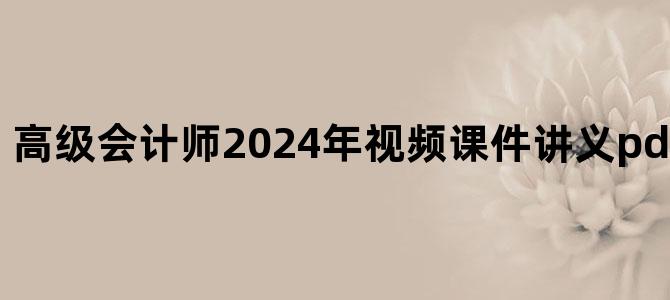 '高级会计师2024年视频课件讲义pdf下载（全集）'